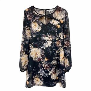 BCBGGeneration Floral Long Sleeve Cut-Out Dress | Size L | NWT